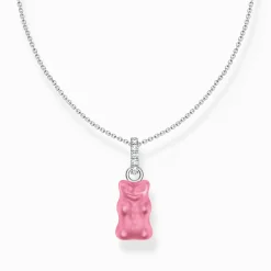 Women THOMAS SABO Necklaces|925 Silver-Silver necklace with pink Goldbears pendant and zirconia
