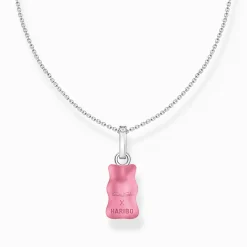 Women THOMAS SABO Necklaces|925 Silver-Silver necklace with pink Goldbears pendant and zirconia
