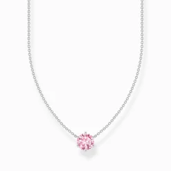 Women THOMAS SABO Necklaces|925 Silver-silver necklace with pink zirconia pendant