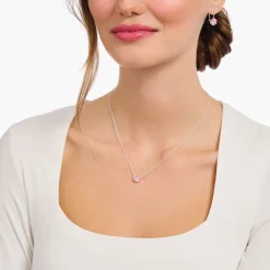 Women THOMAS SABO Necklaces|925 Silver-silver necklace with pink zirconia pendant