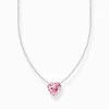 Women THOMAS SABO Necklaces|925 Silver-Silver necklace with pink heart-shaped pendant