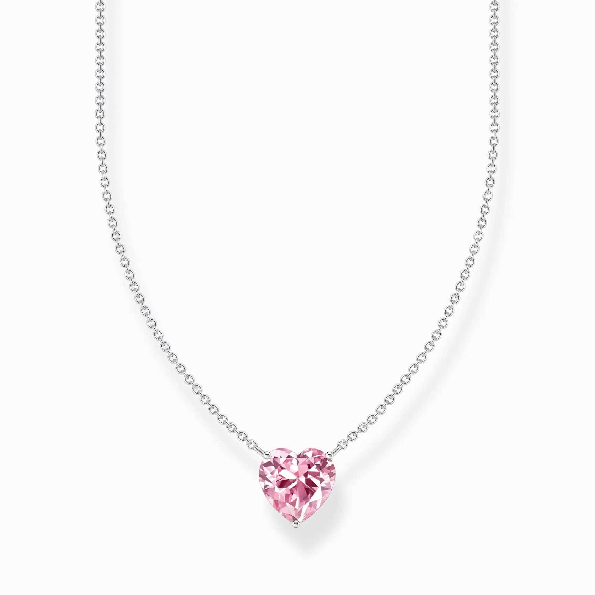 Women THOMAS SABO Necklaces|925 Silver-Silver necklace with pink heart-shaped pendant