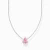 Women THOMAS SABO Necklaces|925 Silver-Silver necklace with pink drop-shaped pendant