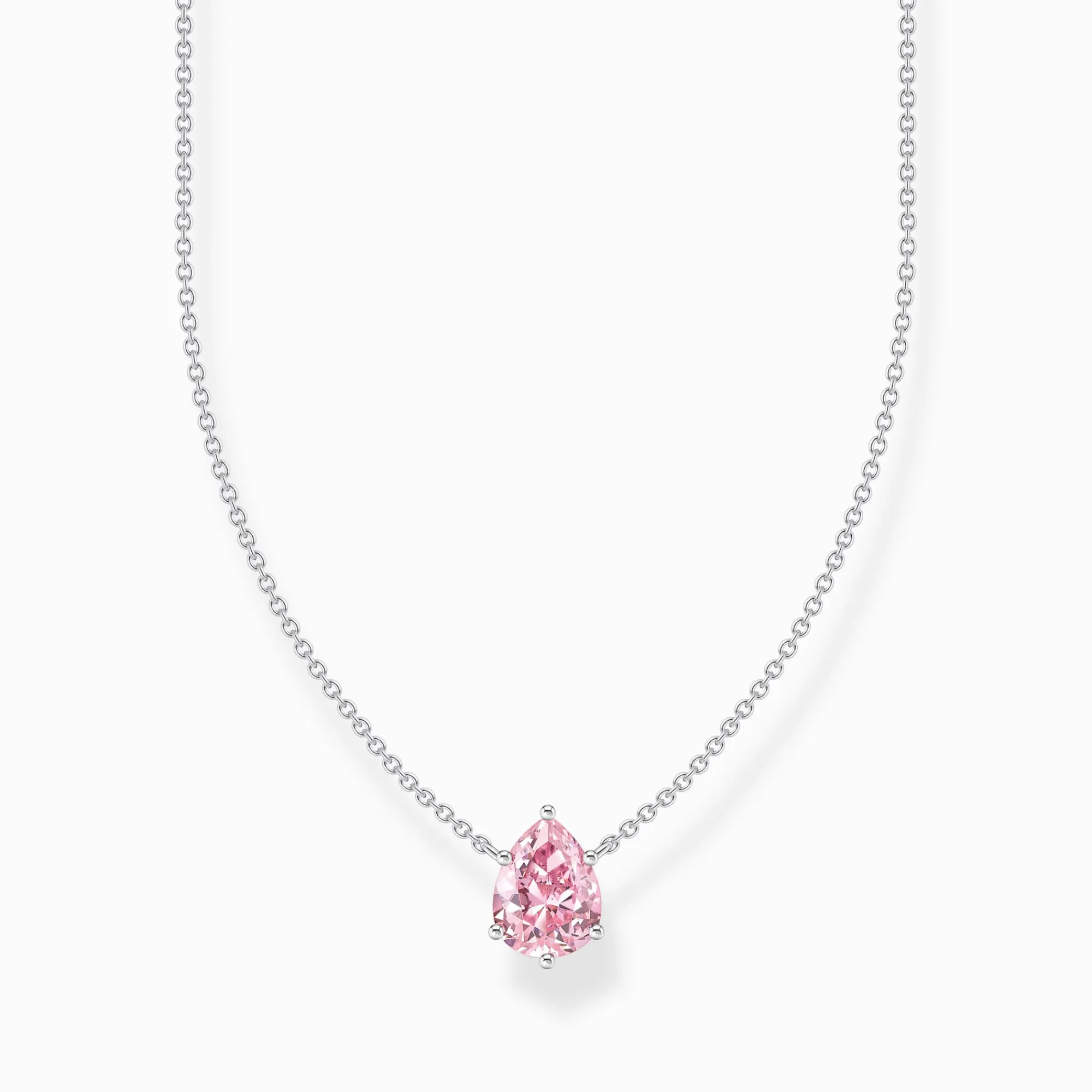 Women THOMAS SABO Necklaces|925 Silver-Silver necklace with pink drop-shaped pendant