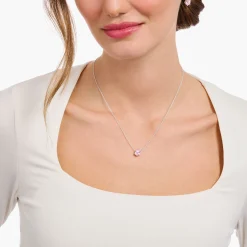 Women THOMAS SABO Necklaces|925 Silver-Silver necklace with pink drop-shaped pendant