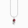 Women THOMAS SABO Necklaces|925 Silver-Silver necklace with red rose pendant and cold enamel