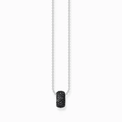 Women THOMAS SABO Necklaces|925 Silver-Silver necklace with ring pendant and black zirconia