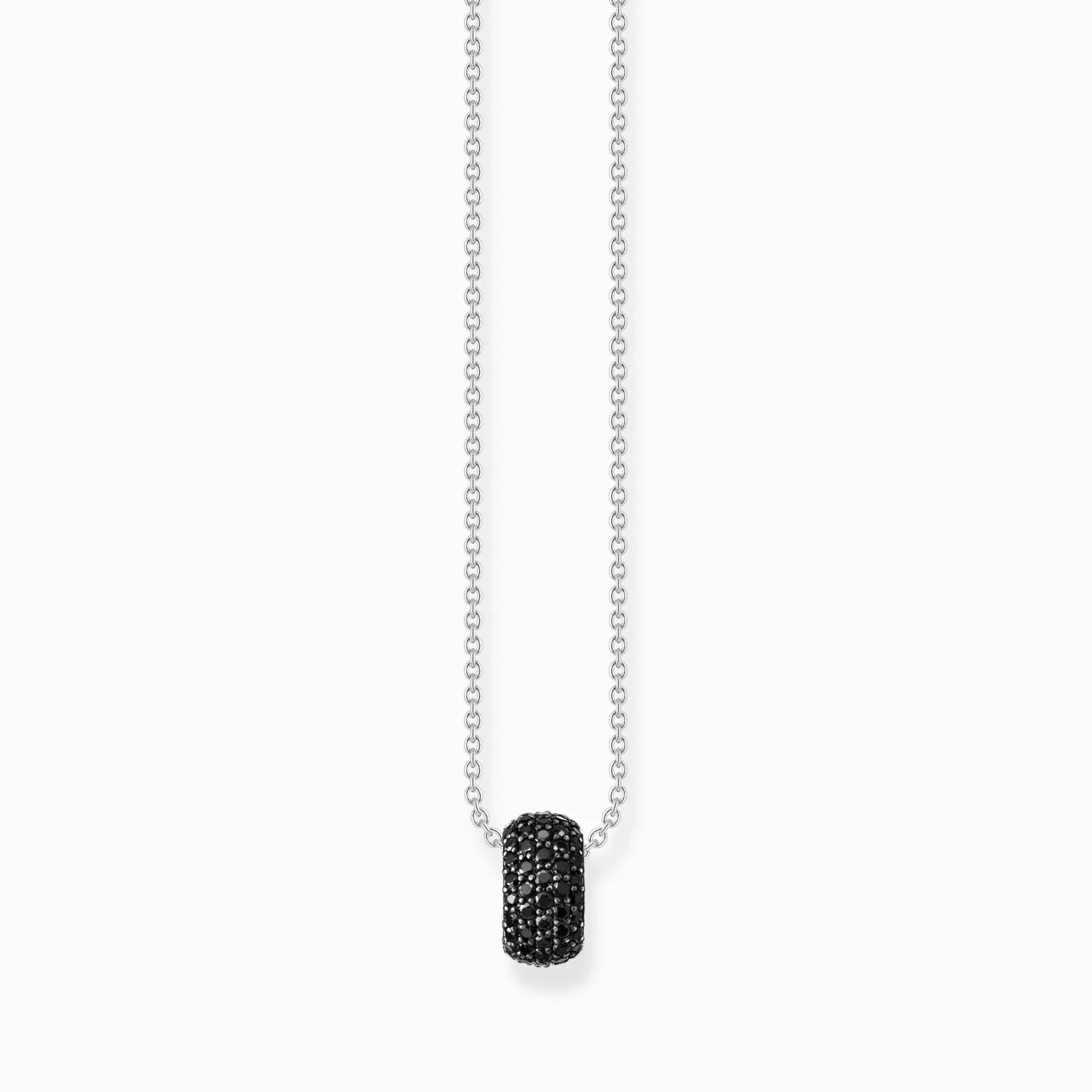 Women THOMAS SABO Necklaces|925 Silver-Silver necklace with ring pendant and black zirconia