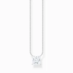 Women THOMAS SABO Necklaces|925 Silver-Silver necklace with square pedant and white zirconia