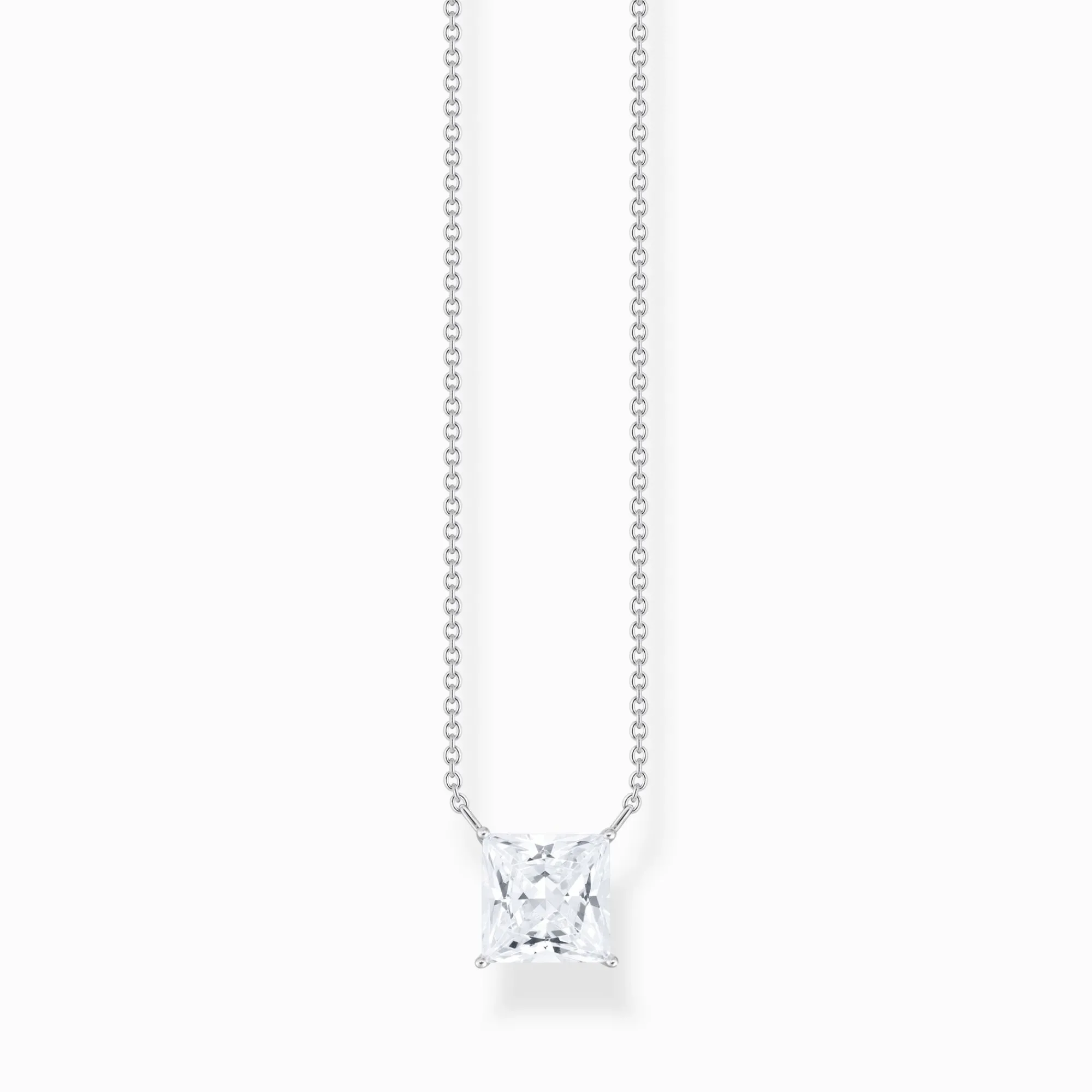 Women THOMAS SABO Necklaces|925 Silver-Silver necklace with square pedant and white zirconia