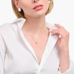 Women THOMAS SABO Necklaces|925 Silver-Silver necklace with square pedant and white zirconia