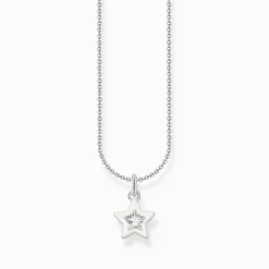 Women THOMAS SABO Necklaces-Silver necklace with star pendant and white zirconia