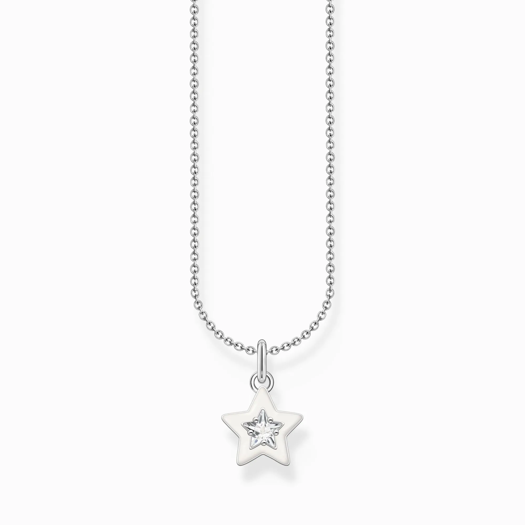 Women THOMAS SABO Necklaces-Silver necklace with star pendant and white zirconia