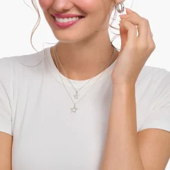Women THOMAS SABO Necklaces-Silver necklace with star pendant and white zirconia