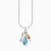 Women THOMAS SABO Necklaces|925 Silver-Silver necklace with triple pendant with cold enamel