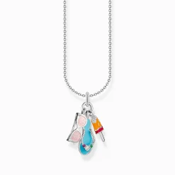 Women THOMAS SABO Necklaces|925 Silver-Silver necklace with triple pendant with cold enamel