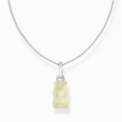 Women THOMAS SABO Necklaces|925 Silver-Silver necklace with white goldbears pendant and zirconia