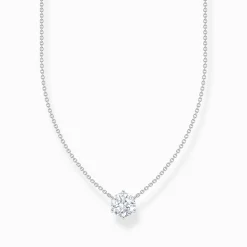 Women THOMAS SABO Necklaces|925 Silver-Silver necklace with white zirconia pendant