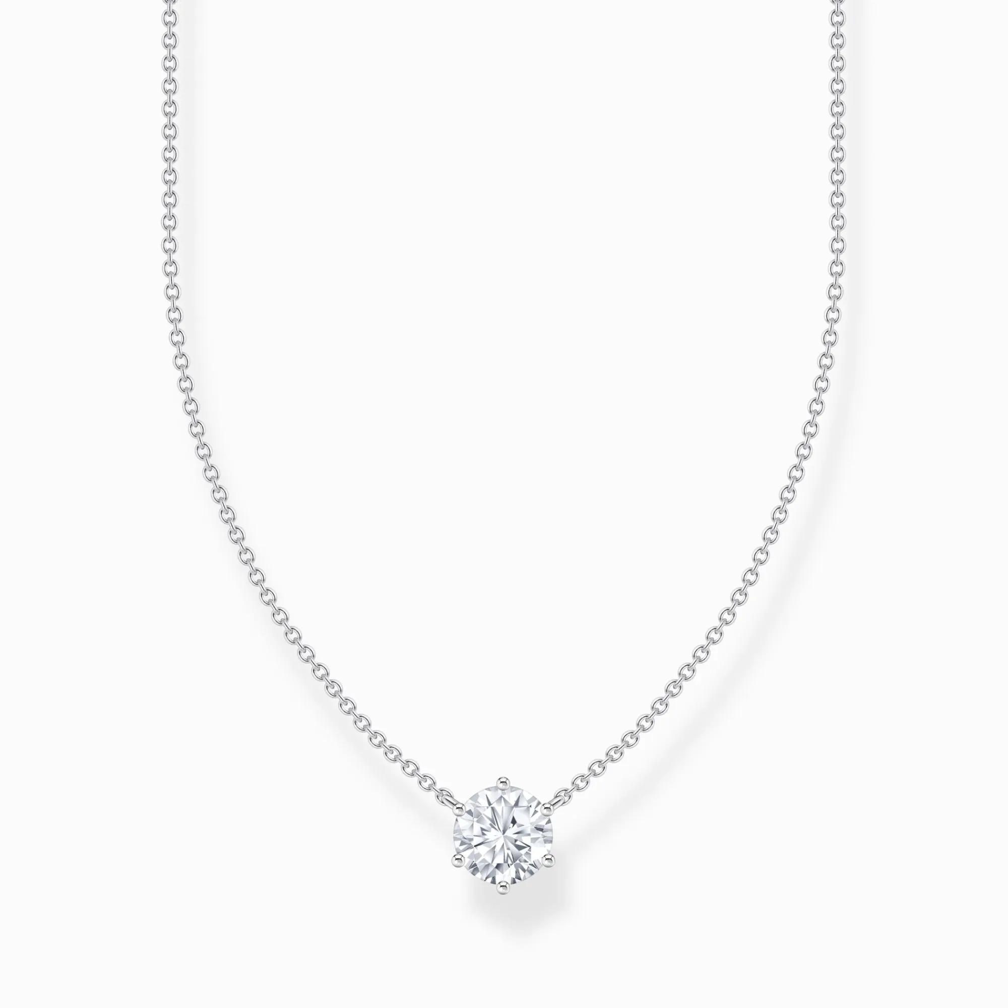 Women THOMAS SABO Necklaces|925 Silver-Silver necklace with white zirconia pendant