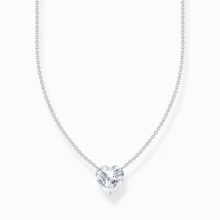 Women THOMAS SABO Necklaces|925 Silver-Silver necklace with white heart-shaped pendant