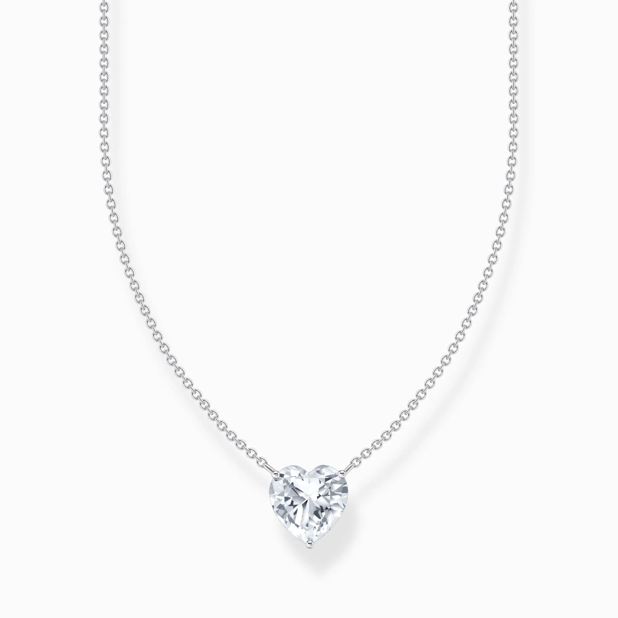 Women THOMAS SABO Necklaces|925 Silver-Silver necklace with white heart-shaped pendant