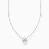 Women THOMAS SABO Necklaces-Silver necklace with white drop-shaped pendant