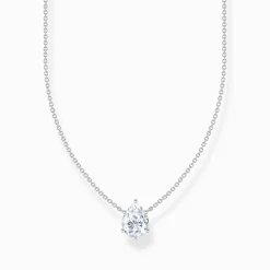 Women THOMAS SABO Necklaces-Silver necklace with white drop-shaped pendant