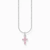 Women THOMAS SABO Necklaces-Silver necklcae with cross pendant with pink zirconia