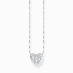 Women THOMAS SABO Necklaces|925 Silver-Silver neklace with heart pendant and white zirconia