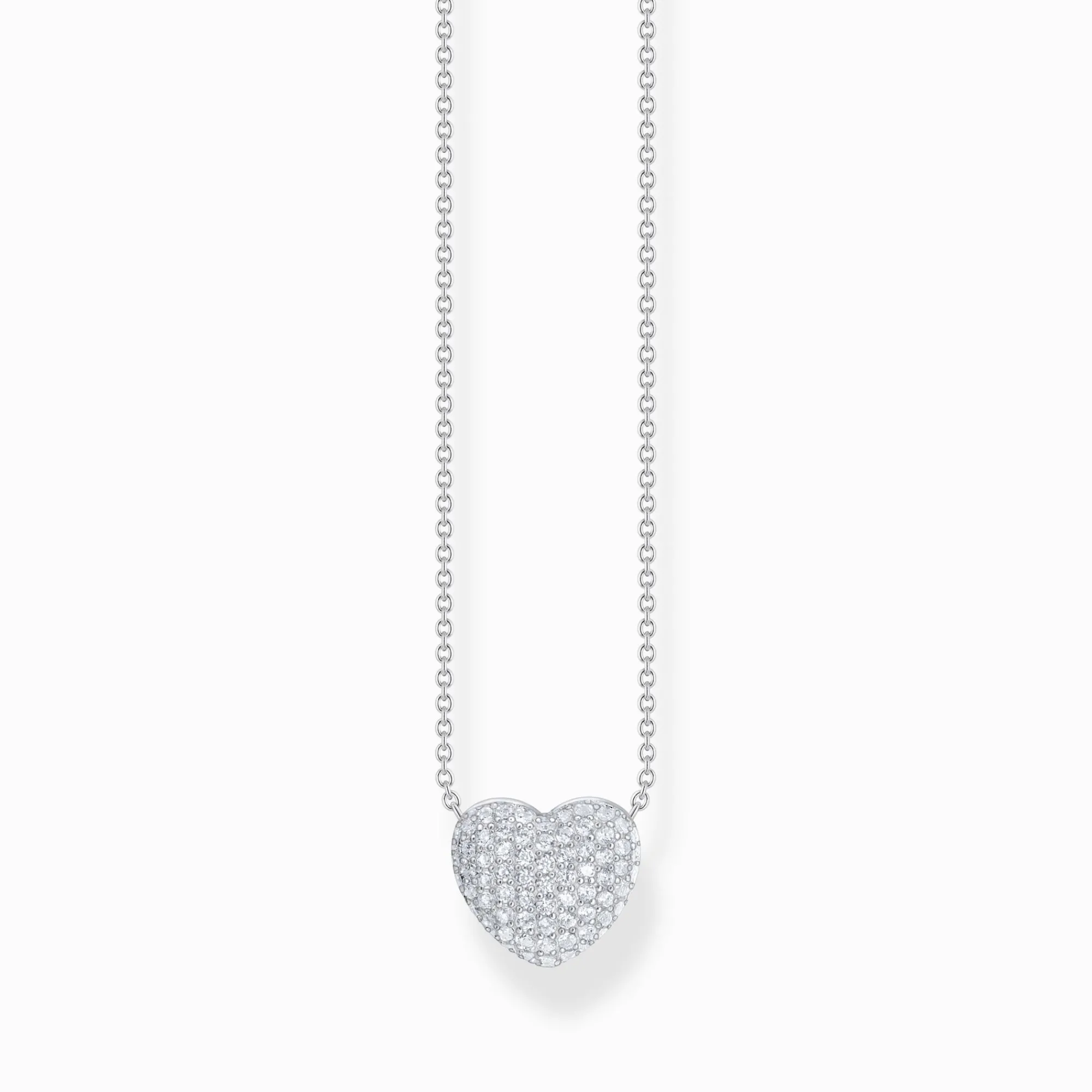 Women THOMAS SABO Necklaces|925 Silver-Silver neklace with heart pendant and white zirconia