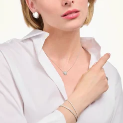 Women THOMAS SABO Necklaces|925 Silver-Silver neklace with heart pendant and white zirconia
