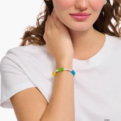 Women THOMAS SABO Bracelets|925 Silver-Silver pearl bracelet with 5 colourful goldbears