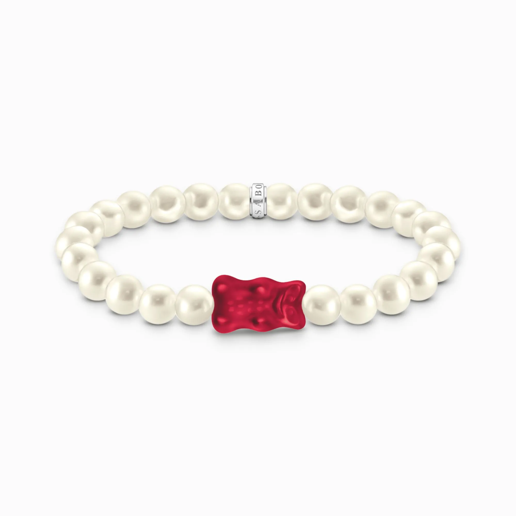 Women THOMAS SABO Bracelets|925 Silver-Silver pearl bracelet with red goldbears