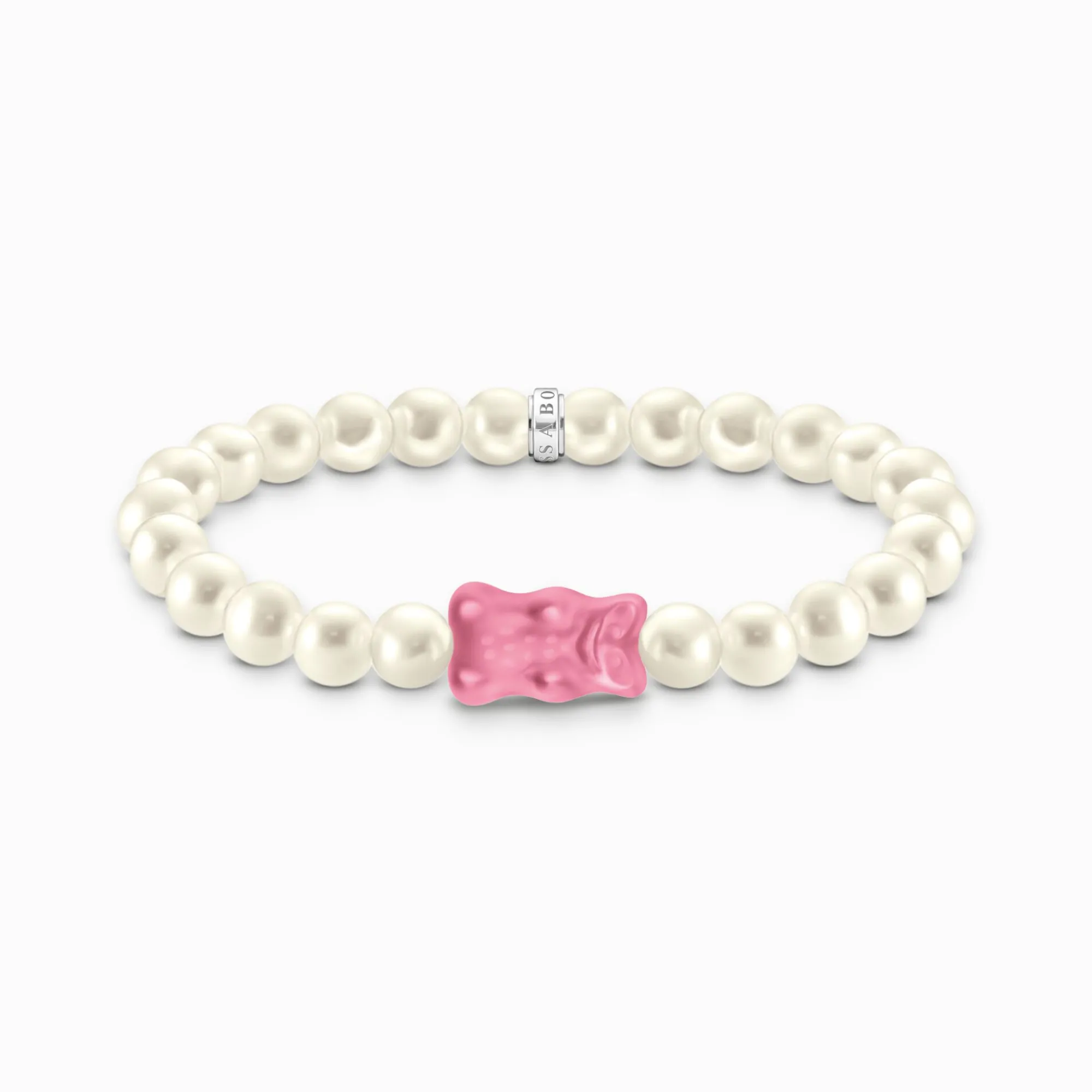 Women THOMAS SABO Bracelets|Pink-Silver pearl bracelet with pink Goldbears