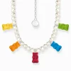 Women THOMAS SABO Necklaces|925 Silver-Silver pearl necklace with 5 colourful goldbears