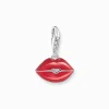 Women THOMAS SABO Charms|Charms-Silver pendant in shape of red kissable lips