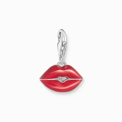 Women THOMAS SABO Charms|Charms-Silver pendant in shape of red kissable lips