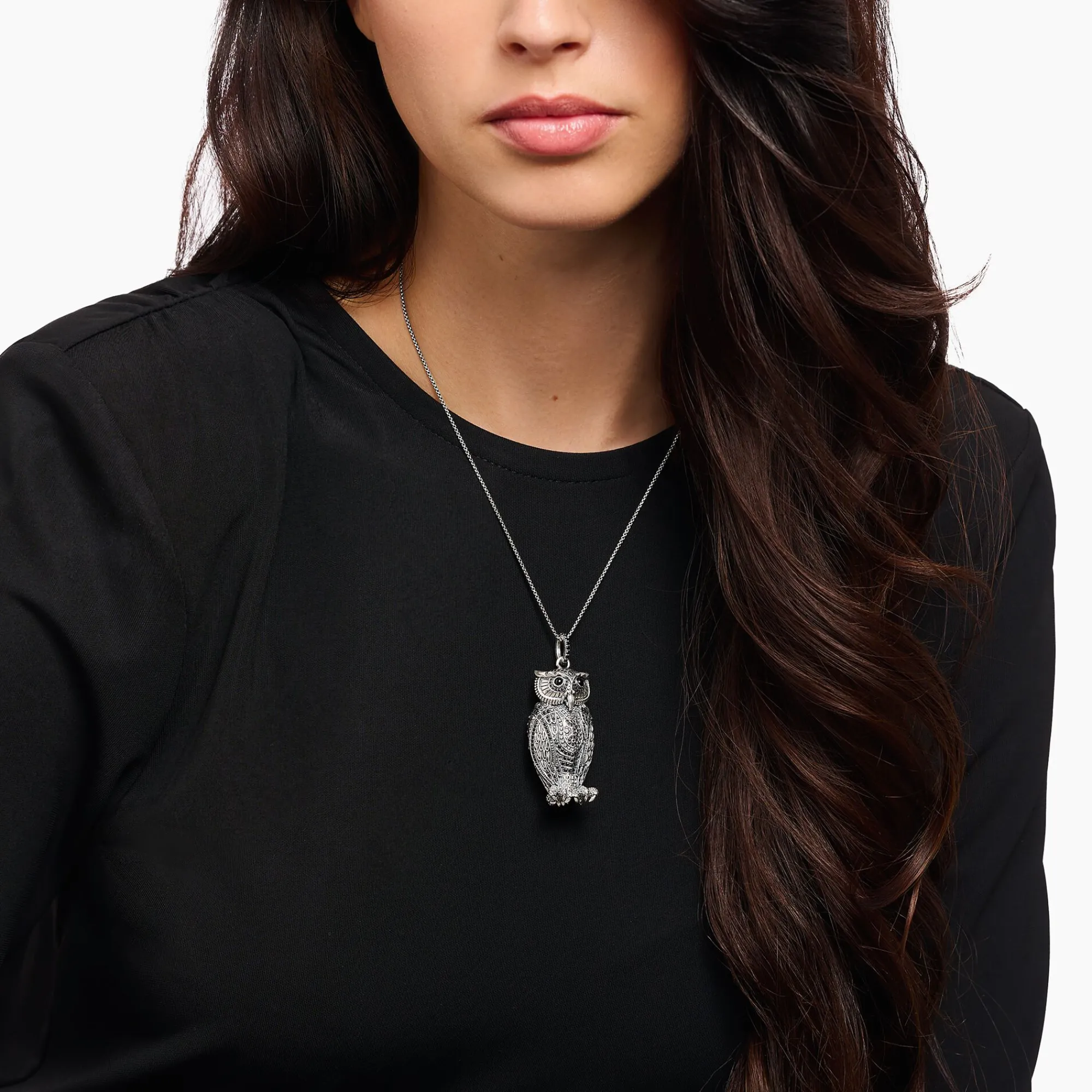 Women THOMAS SABO Pendants|Pendants-Silver pendant Mystic Guardian Owl limited edition