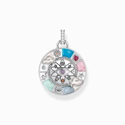 Women THOMAS SABO Pendants|925 Silver-Silver pendant wheel of fortune with cold enamel and stones