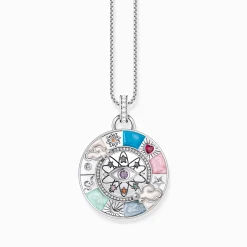 Women THOMAS SABO Pendants|925 Silver-Silver pendant wheel of fortune with cold enamel and stones