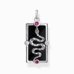 Women THOMAS SABO Pendants-Silver pendant with a snake, black cold enamel and various stones