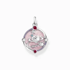 Women THOMAS SABO Pendants-Silver pendant with pinkish cold enamel and cosmic details