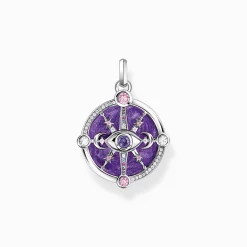 Women THOMAS SABO Pendants|925 Silver-Silver pendant with violet cold enamel and colourful stones