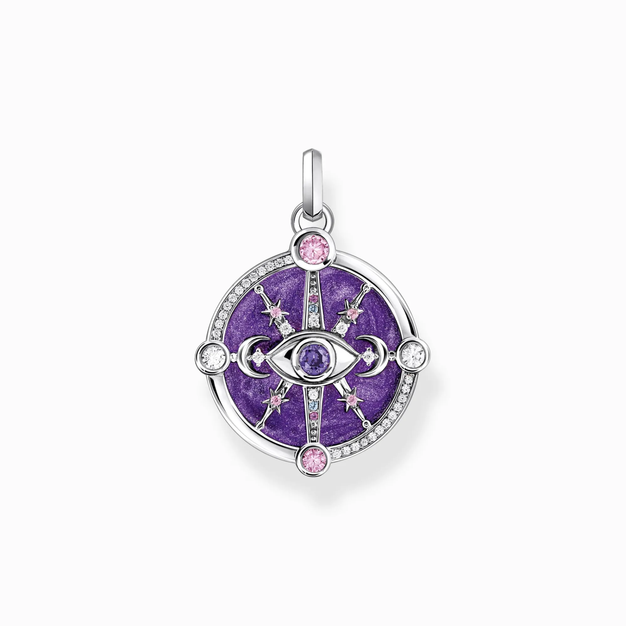 Women THOMAS SABO Pendants|925 Silver-Silver pendant with violet cold enamel and colourful stones