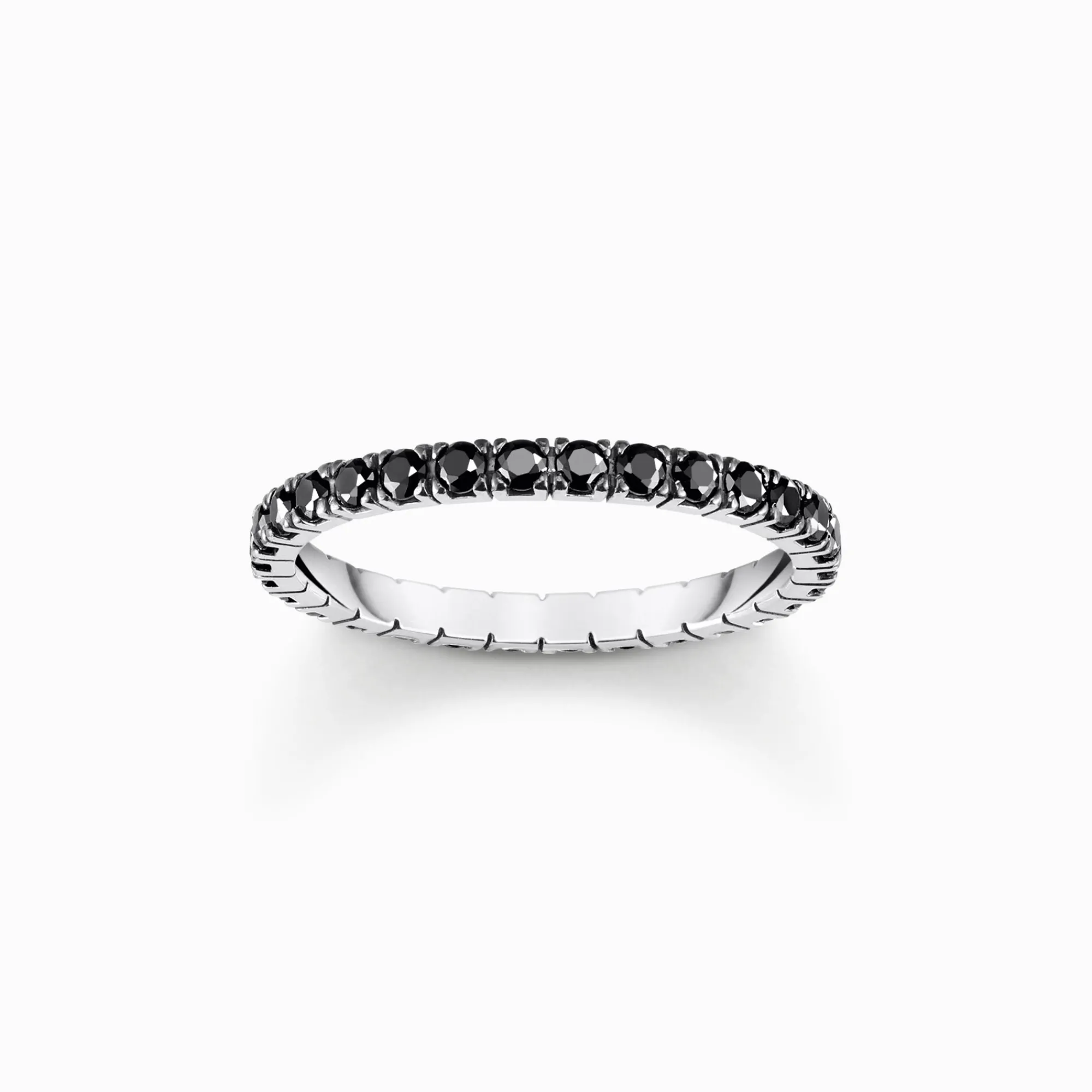 Women THOMAS SABO Rings|925 Silver-Silver ring in delicate design with black zirconia