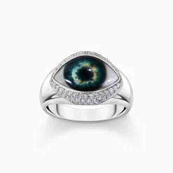 Women THOMAS SABO Rings|925 Silver-Silver ring with all-seeing eye with white zirconia