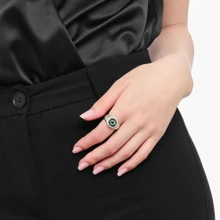 Women THOMAS SABO Rings|925 Silver-Silver ring with all-seeing eye with white zirconia