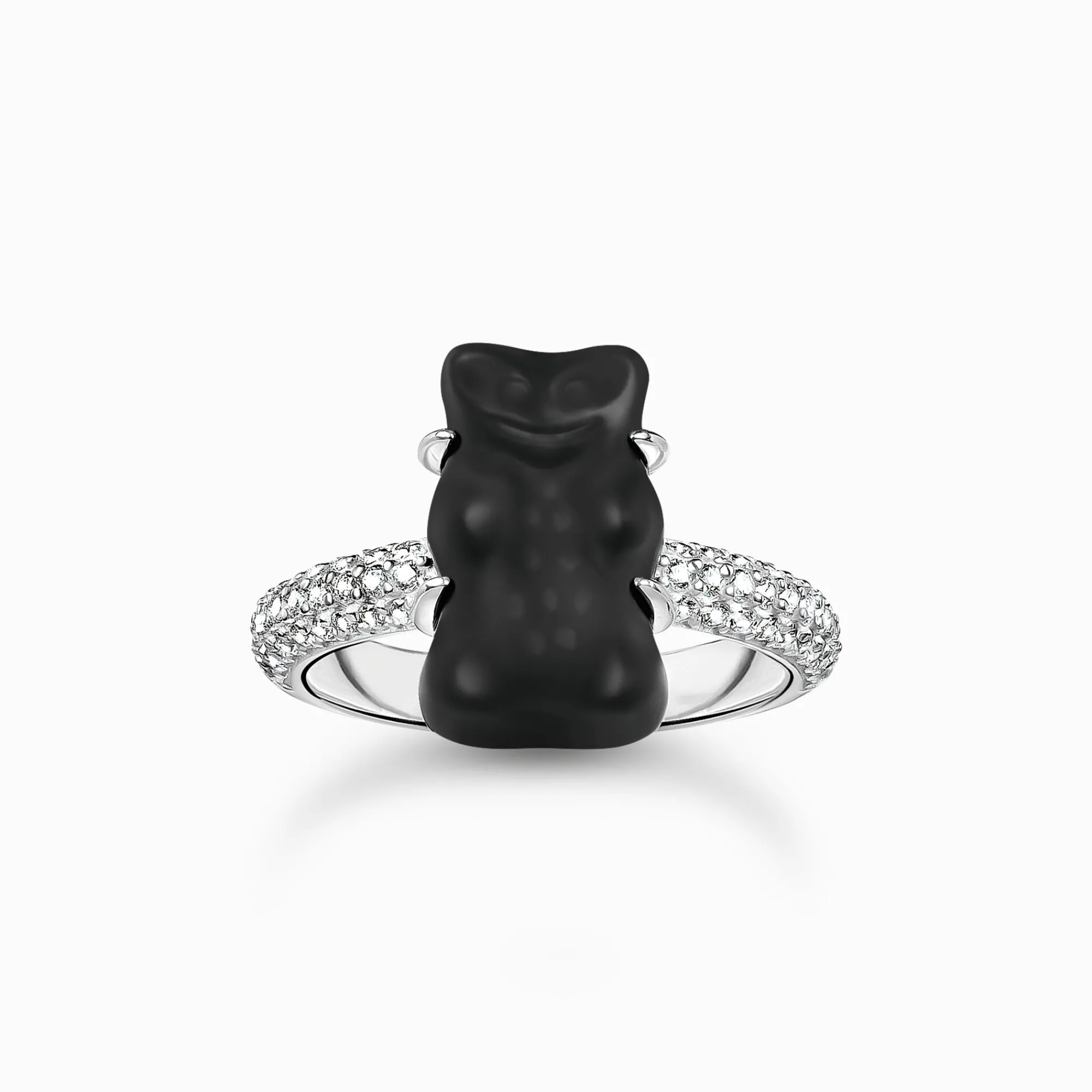 Women THOMAS SABO Rings|Black-Silver ring with black Goldbear and zirconia