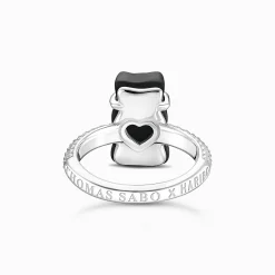 Women THOMAS SABO Rings|Black-Silver ring with black Goldbear and zirconia