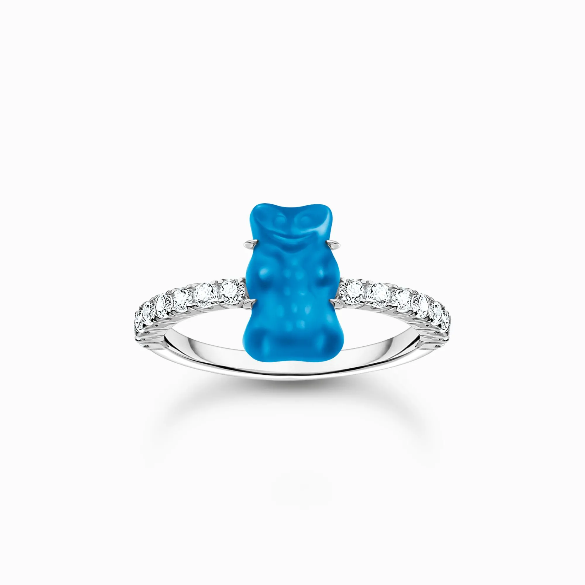 Women THOMAS SABO Rings|925 Silver-Silver ring with blue mini sized goldbears and zirconia